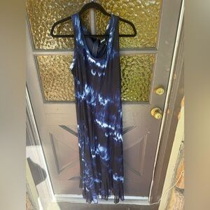 DKNY Navy Tie-Dye Maxi Dress